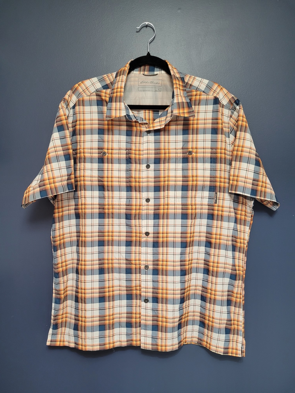 Eddie Bauer Plaid Hiking Performance Button Down Shirt - Excellent Condition - L